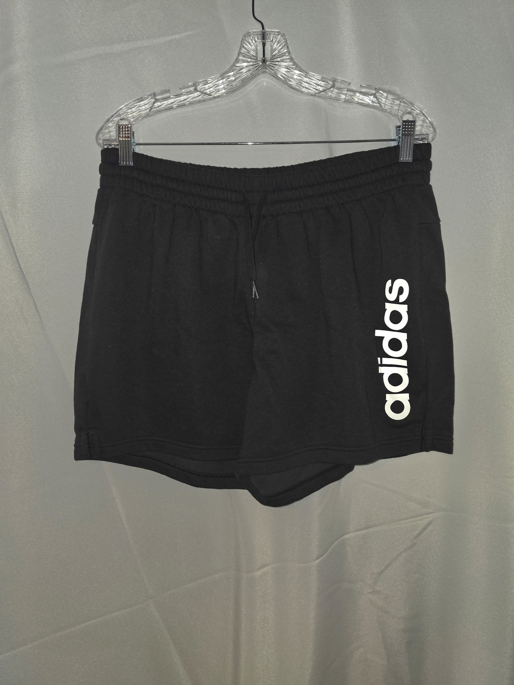 adidas Black Shorts with White Vertical Logo